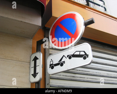 No parking traffic sign near Boulevard Voltaire Paris France Stock Photo