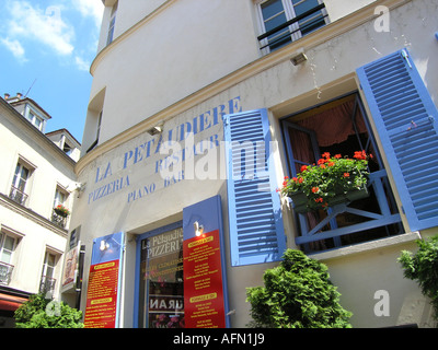 Detail of picturesque restaurant La Pétaudière at corner of Rue Poulbot Montmartre Paris France Stock Photo