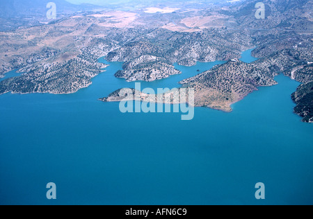 Aerial view of Spanish reservoir north of Ronda Stock Photo