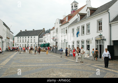 Wijngaard square Thorn Limburg Netherlands with tourists strolling about Stock Photo