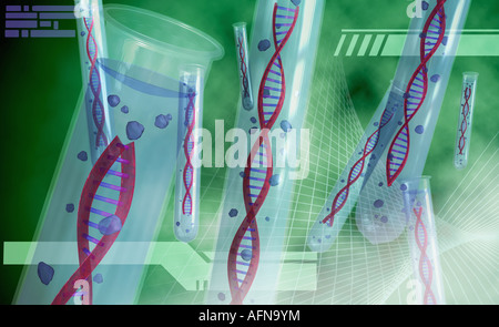 DNA structures in test tubes Stock Photo
