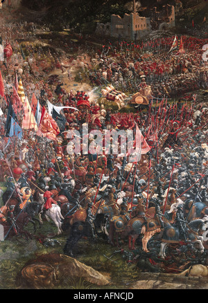 'fine arts, Altdorfer, Albrecht, (1480 - 1538), painting, 'Alexanderschlacht', ('battle of Alexander the Great'), detail, 15 Stock Photo