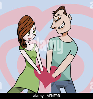 Young couple with their hands in a heart Stock Photo