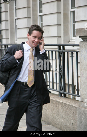 business man talking on mobile phone in central London Stock Photo