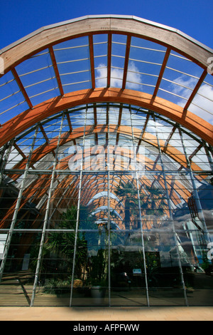 laminated timber arch trusses winter gardens exterior sheffield city south yorkshire england uk gb Stock Photo