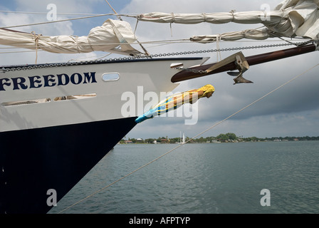 bowsprit and figurehead of schooner Freedom at St Augustine Municipal Marina St Augustine Florida Stock Photo