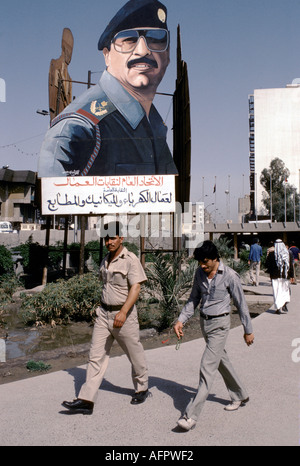 Saddam Hussein poster portrait in Liberty Square  Sadr City, Saddam City, Al Thawra district Baghdad Iraq 1980s 1984 HOMER SYKES Stock Photo