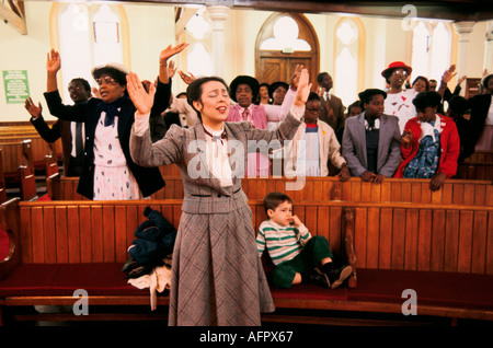 Pentecostal church service in Brixton UK multiethnic multi ethnic Sunday worship south London  1990s 90s HOMER SYKES Stock Photo