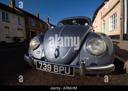 Blue 1954 oval VW Beetle car Stock Photo