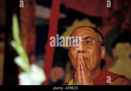 Holiness Dalai Lama, spiritual leader of Tibetan identity and Buddhism. Stock Photo