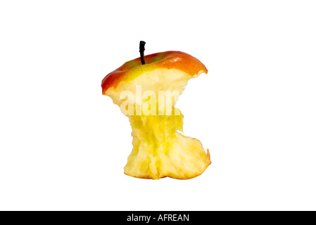 isolated eaten red apple on white background Stock Photo