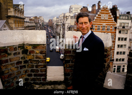 Prince Charles portrait an official photograph London 1980s UK. He is on the battlements of St James's Palace, St James' street in view. HOMER SYKES Stock Photo