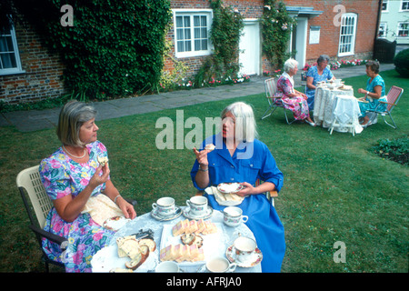 Jane Austen's House Chawton Hampshire England Traditional afternoon tea in garden HOMER SYKES Stock Photo