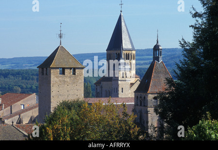 Tour des Fromages and Clocher de l eau Benite in Cluny Burgundy France Stock Photo