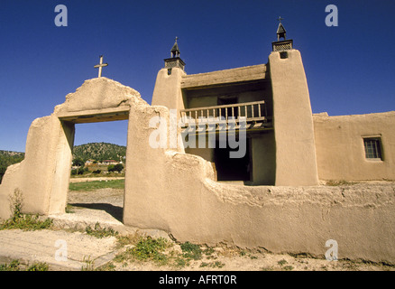 The ancient and historic Las Trampas Catholic church on the High Road To Taos near Taos New Mexico Stock Photo