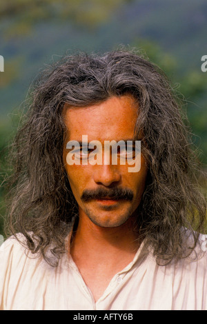 portrait  man mustache graying long  hair HOMER SYKES Stock Photo