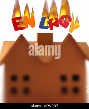 Conceptual image showing energy in the home with words on fire Stock Photo