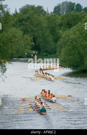 Oxford University Eights Week also known as Summer Eights is a annual four day rowing regatta on River Isis. 1980s UK  HOMER SYKES Stock Photo