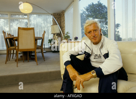 Jimmy Savile British entertainer disc jockey TV radio broadcaster seen his flat overlooking Roundhay Park. Leeds England UK Late1980s or early 1990s. Stock Photo