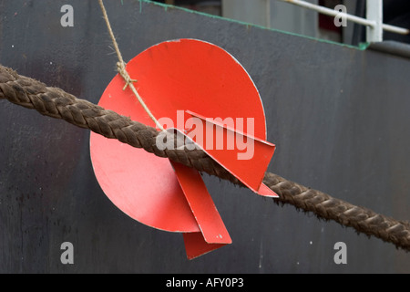 Mooring Ropes Rat Protector Massive mooring line of container ship Stock Photo - Alamy
