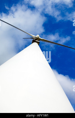 Windfarm turbine from low angle Stock Photo