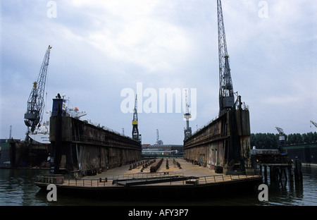 Floating drydock at the Port of Rotterdam, Netherlands. Stock Photo