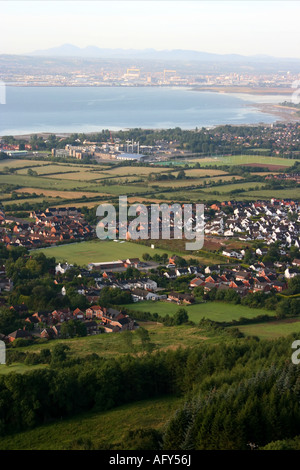 view over Greenisland to Belfast city and harbour, Northern Ireland Stock Photo