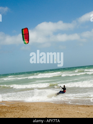 Kite surfing on Shoreham beach East Sussex Stock Photo