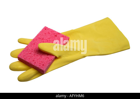Rubber Glove and Sponge Stock Photo