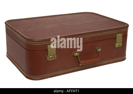 Brown Leather Suitcase Stock Photo