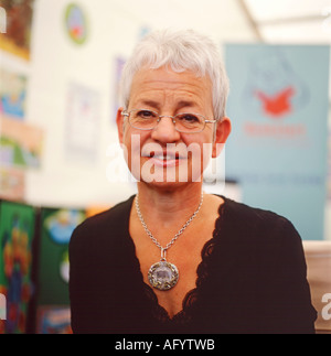 British childrens' author Jacqueline Wilson at the Hay Festival, Hay-on-Wye, Wales, UK   KATHY DEWITT Stock Photo