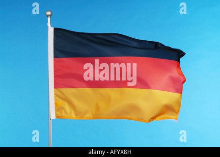 Germany national flag against blue sky Stock Photo