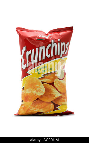 Crunchips with cheese and onion crisps Stock Photo