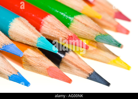 Colored pencils sharpened and ready for creating art Stock Photo