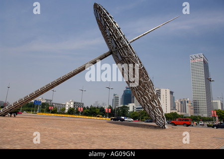 sundial sculpture in the Century garden of Shanghai Stock Photo