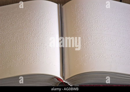 Open book with brail on pages Stock Photo