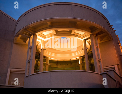 Low angle view of illuminated art gallery at Tate in St Ives,Cornwall Stock Photo