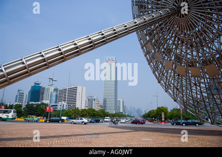 sundial sculpture in the Century garden of Shanghai Stock Photo