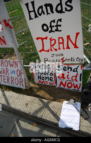 General View of anti war installation at Parliament Square in London, England Stock Photo