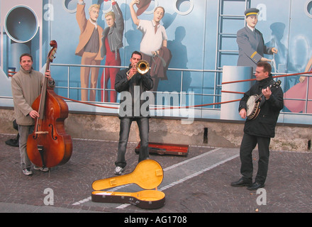 Buskers in Full Flow Stock Photo