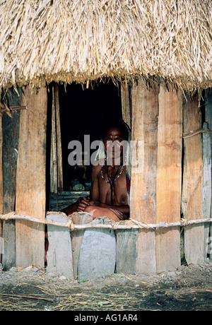 geography / travel, Indonesia, people, Dani tribe woman in hut, Island New Guinea, Irian Jaya, Baliem valley, , Additional-Rights-Clearance-Info-Not-Available Stock Photo