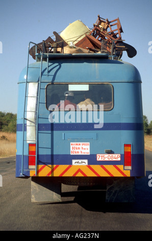 Rear end of the blue bus Stock Photo - Alamy