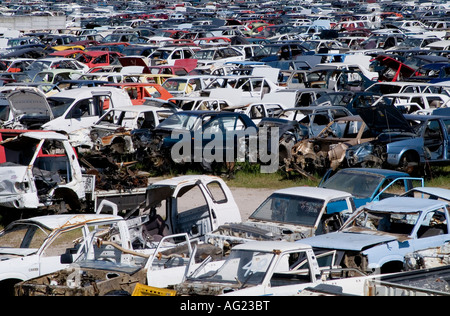 Smashed and wrecked car in a scrap yard Stock Photo - Alamy