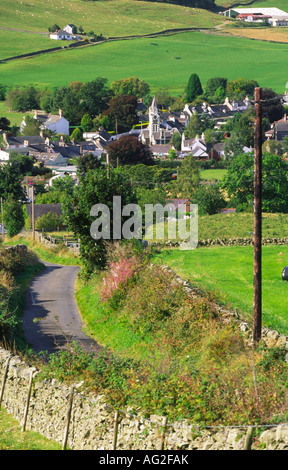 The sleepy village of Moniaive amoungest the green hills of early autumn Dumfries and Galloway Scotland UK Stock Photo