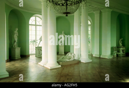 geography/travel, Germany, Hesse, Kassel, buildings, Wilhelmshöhe castle, interior view, 1786 - 1798, built by Simon Lois du Ry and Heinrich Christoph Jussow, historic, historical, Europe, architecture, castles, classicism, Wilhelmshoehe, Wilhelmshohe, sculpture, sculptures, Additional-Rights-Clearance-Info-Not-Available Stock Photo
