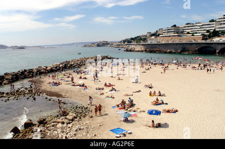 France Marseille Beach Scene In The City Called La Plage Des