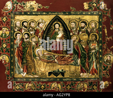 fine arts, painting, "Tod Mariens" (The Death of Saint Mary), circa 13th century / 14th century, unknown artist, State Gallery, Hanover, Germany, Artist's Copyright has not to be cleared Stock Photo