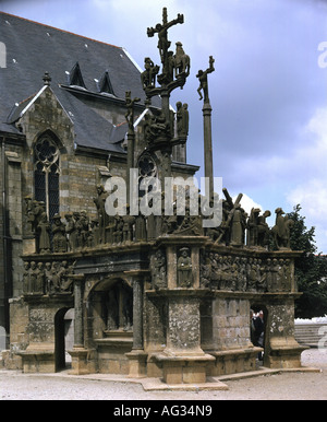 geography / travel, France, Plougastel-Daoulas, monuments, calvary, view from southwest, 1602 - 1604, Stock Photo