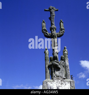geography / travel, France, Nizon, monuments, calvary, detail, 16th century, historic, historical, Europe, Brittany, Morbihan, religion, christianity, fine arts, religious art, sculpture, sculptures, calvaries, passion, Pont-Aven, Pont Aven, Finistere, Stock Photo