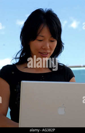 Woman and laptop Stock Photo